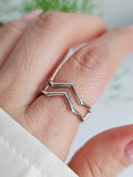 Sterling Silver Double Geometric Chevron Ring - view 5