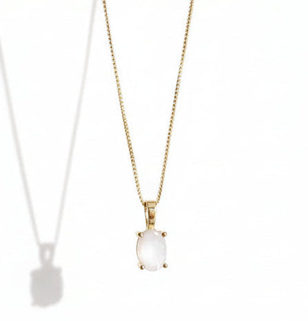 Gold or Sterling Silver Mother of Pearl Pendant Necklace & Chain - view 2