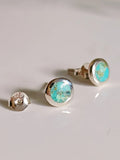 Sterling Silver Dainty Turquoise Stud Earrings - view 9