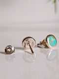 Sterling Silver Dainty Turquoise Stud Earrings - view 5