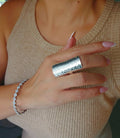 Sterling Silver Hammered Shield Boho Chic Ring - view 2