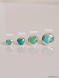 Sterling Silver Dainty Turquoise Stud Earrings - view 3