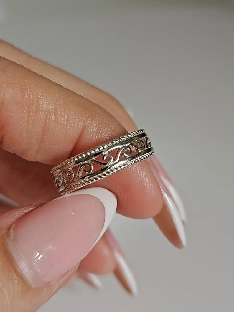 Sterling Silver 925 Swirl Ring - view 7