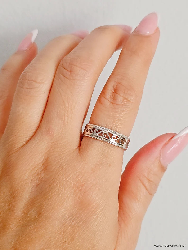 Sterling Silver 925 Swirl Ring - view 3