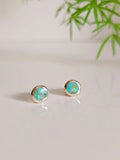 Sterling Silver Dainty Turquoise Stud Earrings - view 4