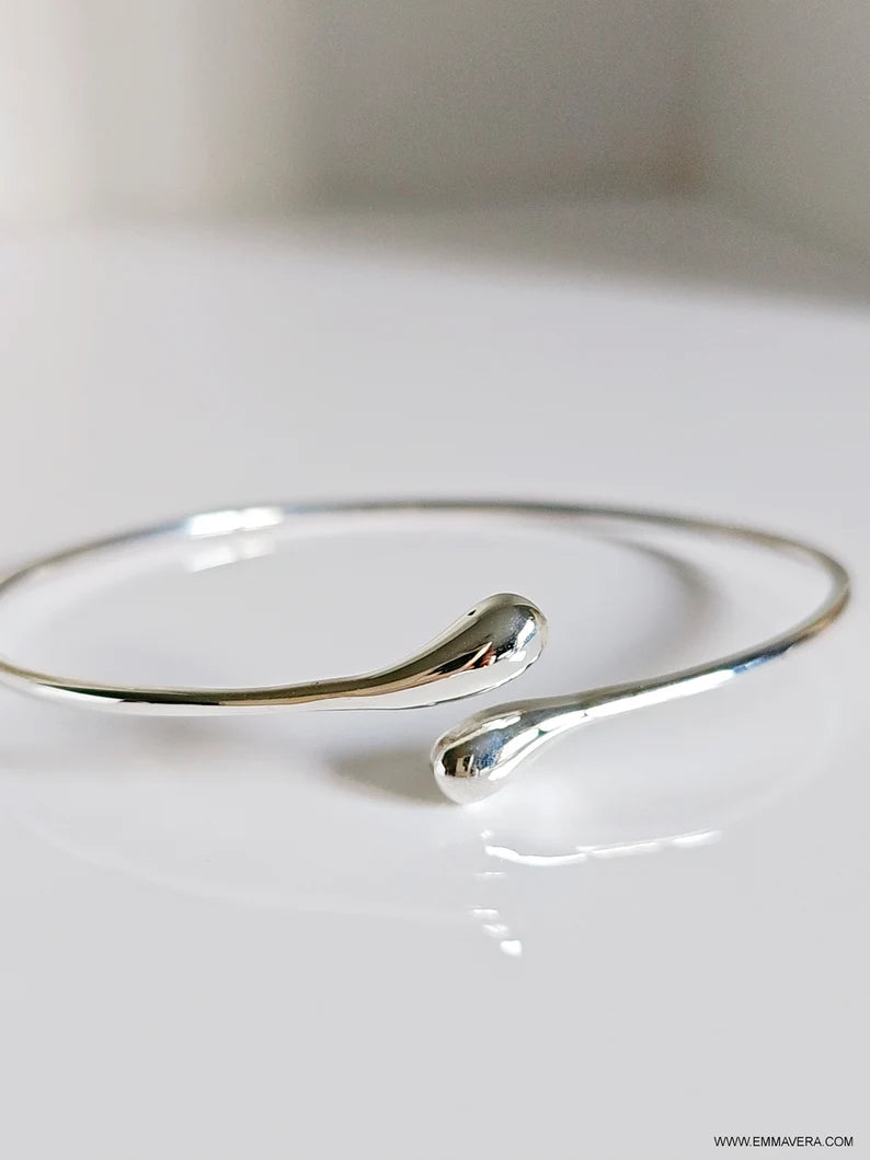 Sterling Silver 925 Waterdrop Bangle Bracelet - view 7