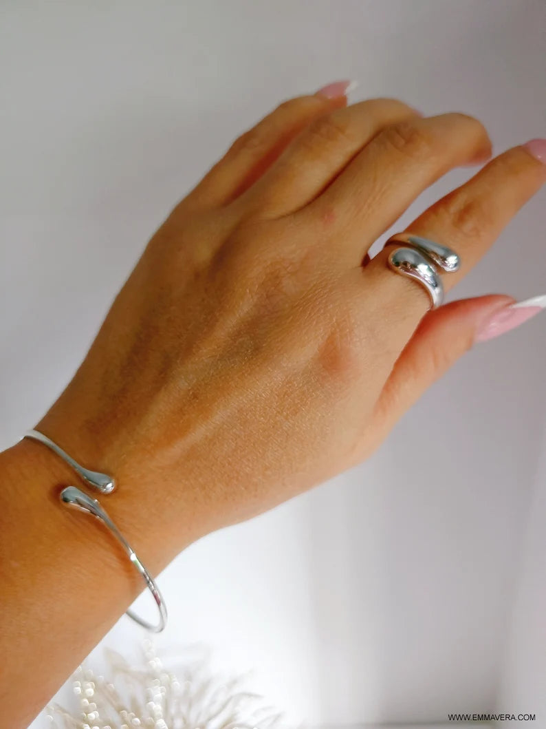Sterling Silver 925 Waterdrop Bangle Bracelet - view 3