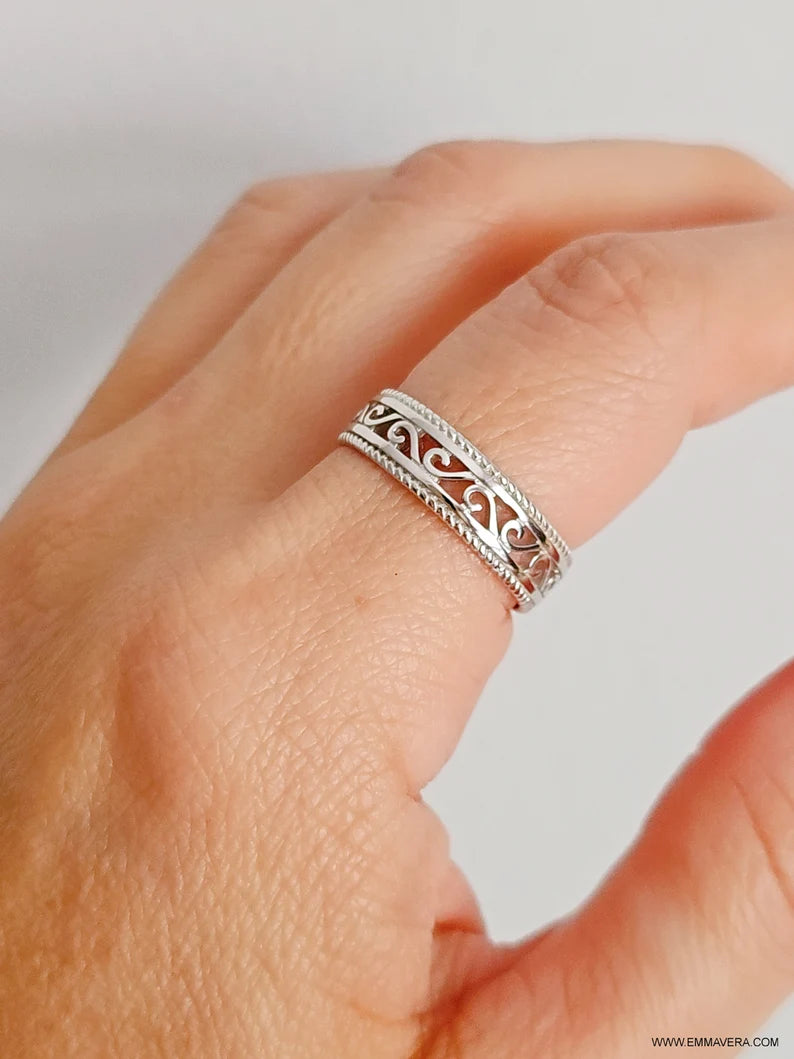 Sterling Silver 925 Swirl Ring - view 4