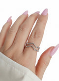 Sterling Silver Double Geometric Chevron Ring - view 2