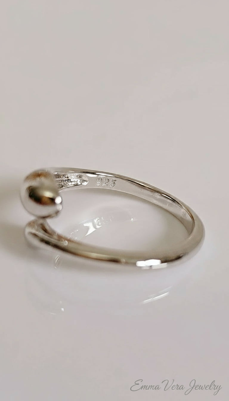 Sterling Silver Water Drop Adjustable Ring - view 2