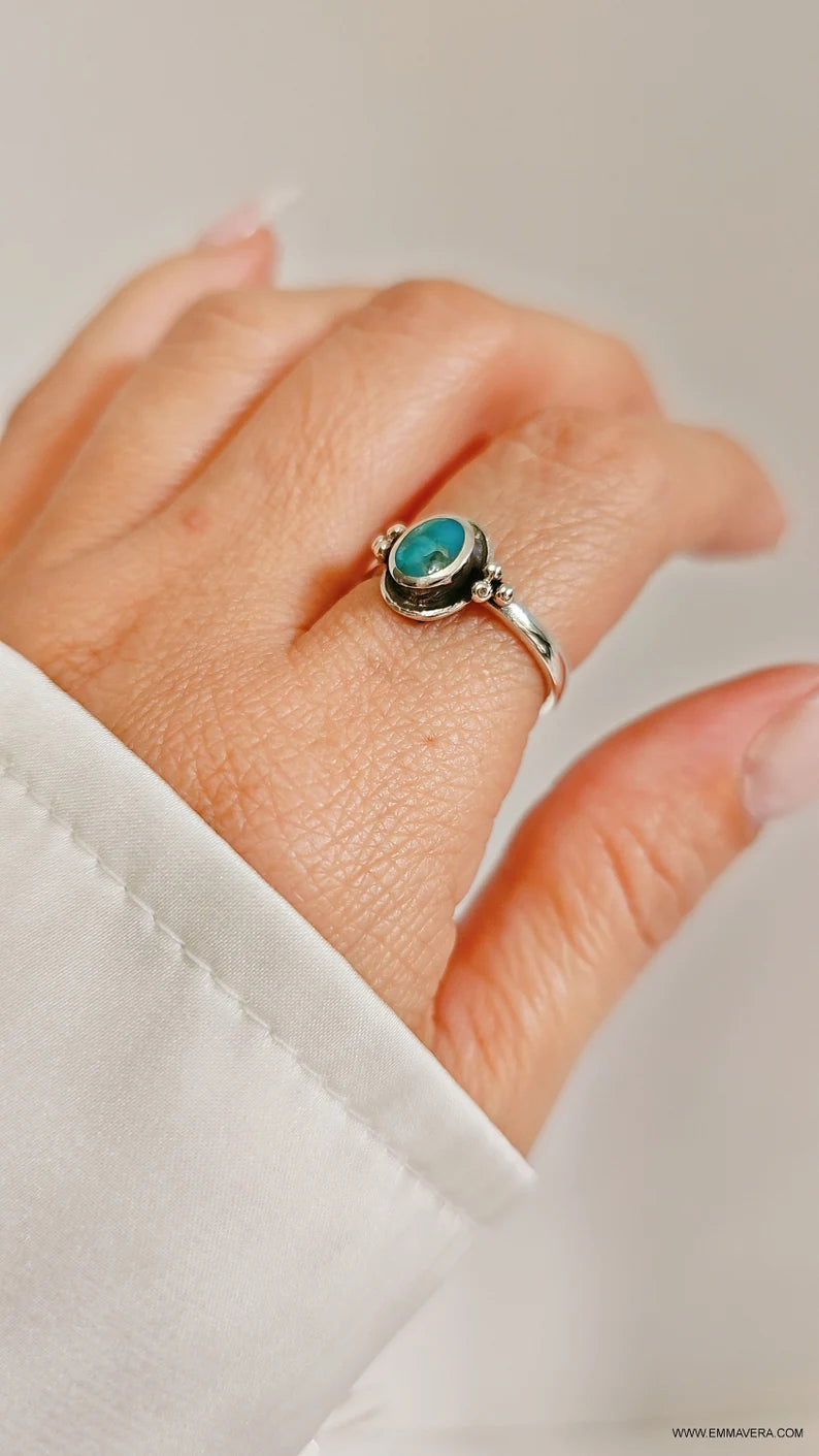 Sterling Silver 925 Genuine Bali Turquoise Ring - view 9