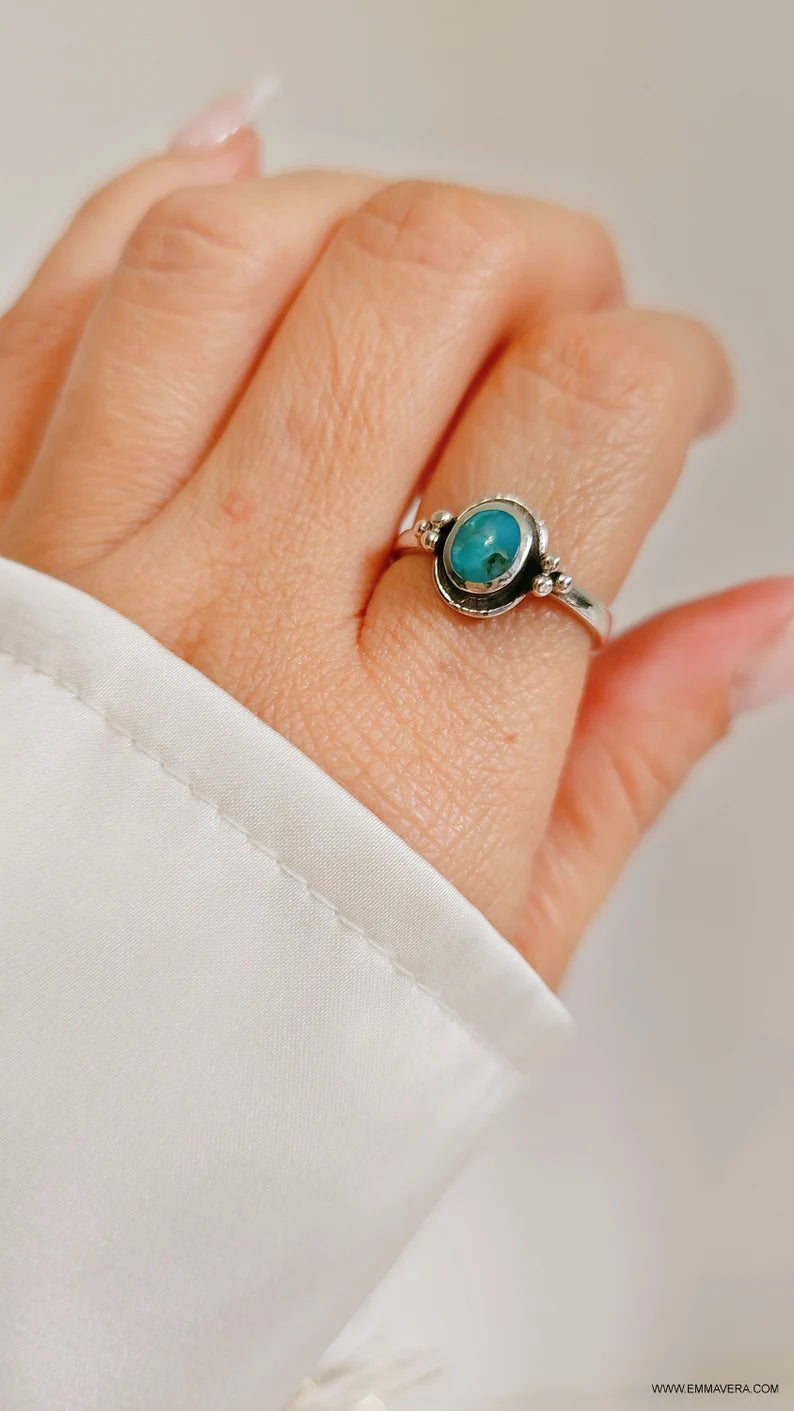 Sterling Silver 925 Genuine Bali Turquoise Ring - view 7