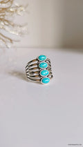 Sterling Silver Genuine Turquoise Bohemian Statement Ring - view 8