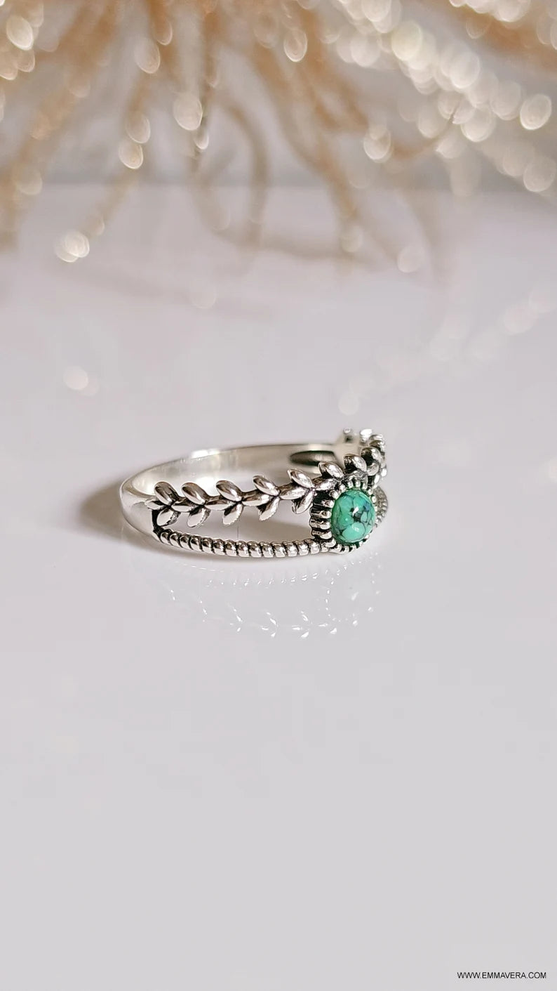 Sterling Silver Multi Band Turquoise Ring - view 4