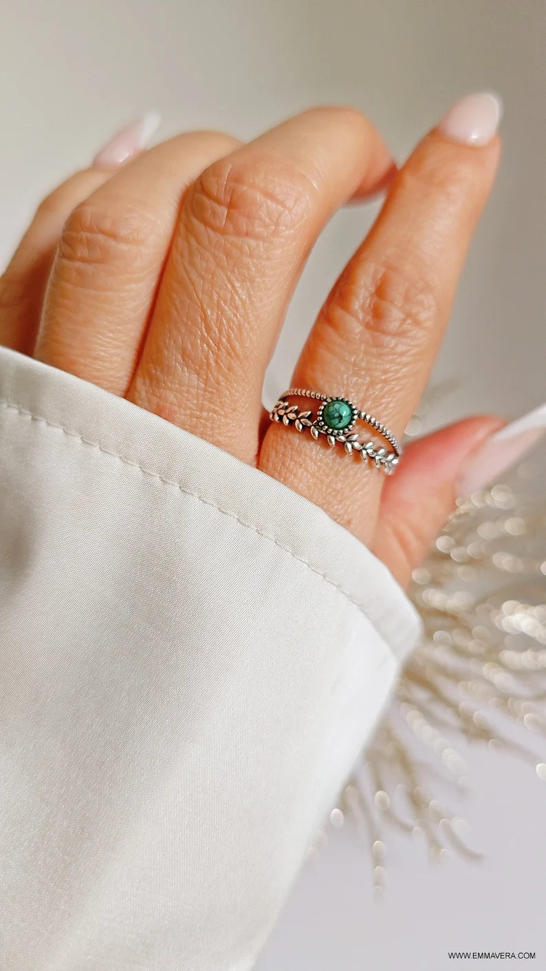 Sterling Silver Multi Band Turquoise Ring - view 3