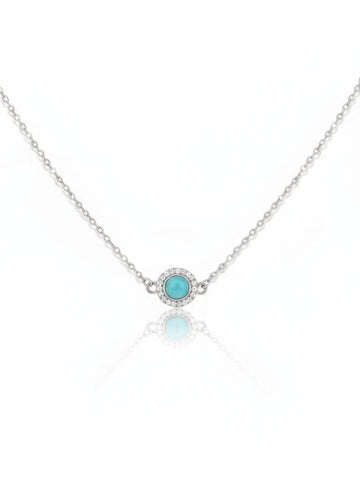 Sterling Silver Larimar Halo Pendant Necklace
