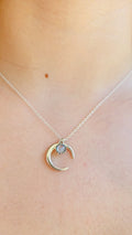 Sterling Silver Natural Moonstone Moon Chain Necklace - view 2