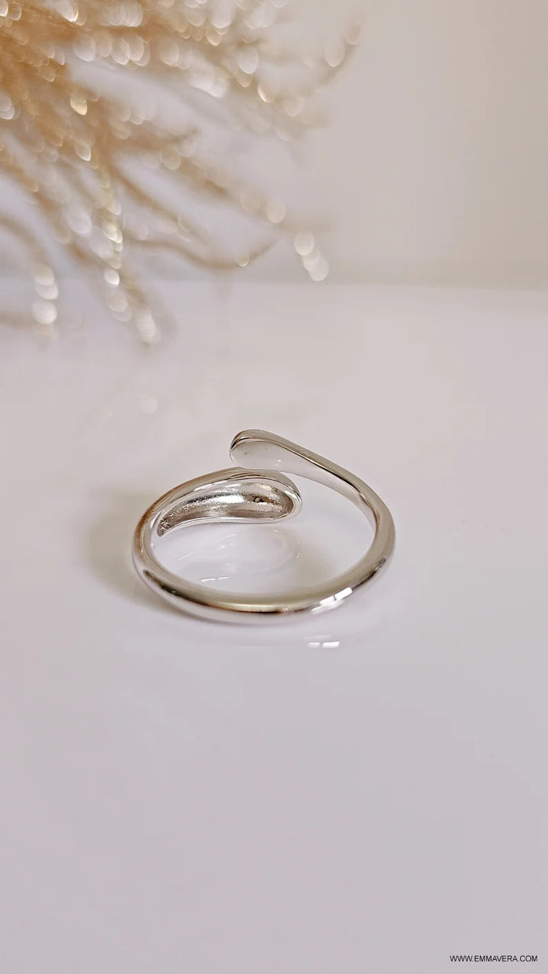 Sterling Silver Water Drop Adjustable Ring - view 6