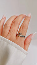 Sterling Silver Water Drop Adjustable Ring - view 7
