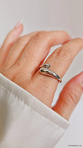 Sterling Silver Water Drop Adjustable Ring - view 3