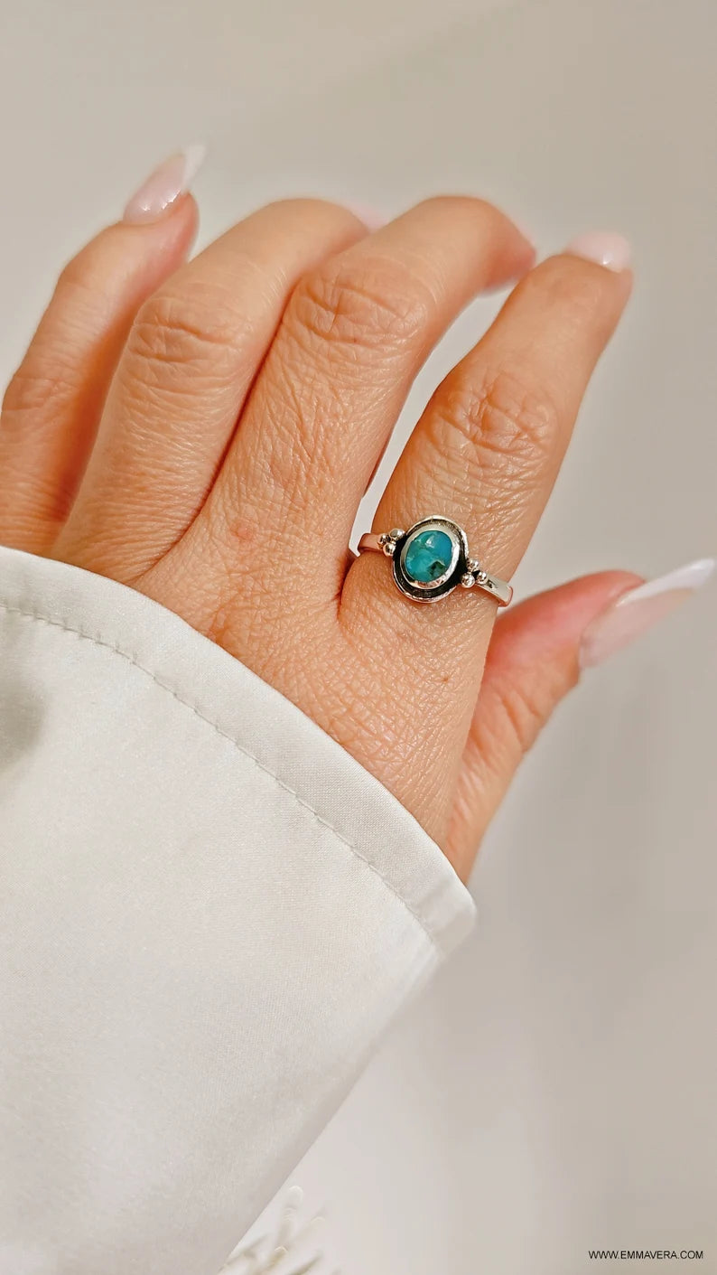 Sterling Silver 925 Genuine Bali Turquoise Ring - view 4
