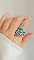 Sterling Silver Genuine Turquoise Bohemian Statement Ring - view 2