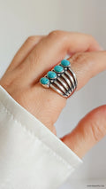 Sterling Silver Genuine Turquoise Bohemian Statement Ring - view 6