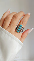 Sterling Silver Genuine Turquoise Bohemian Statement Ring - view 7