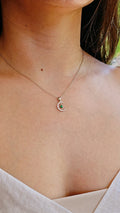 Sterling Silver Genuine Turquoise Moon Pendant Necklace - view 6