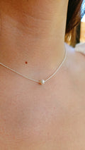 Sterling Silver Floating Natural Pearl Necklace - view 6