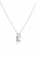 Sterling Silver 925 Mother of Pearl Lock Pendant Necklace