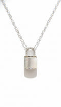 Sterling Silver 925 Mother of Pearl Lock Pendant Necklace - view 3