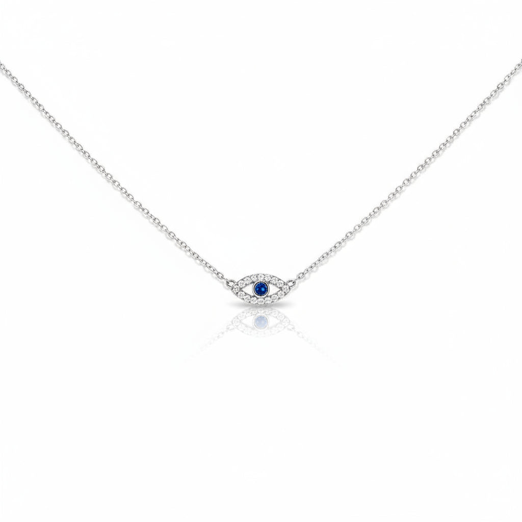 Sterling Silver Evil Eye Sapphire Necklace Chain