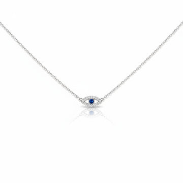 Sterling Silver Evil Eye Sapphire Necklace Chain
