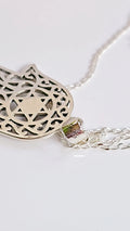 Sterling Silver Evil Eye Hamsa Necklace Chain - view 4