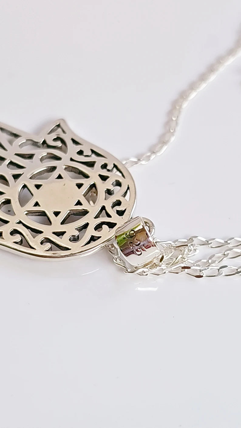Sterling Silver Evil Eye Hamsa Necklace Chain - view 4