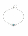 Sterling Silver Halo Turquoise Adjustable Necklace - view 3
