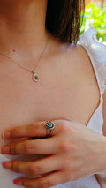 Sterling Silver Genuine Turquoise Moon Pendant Necklace - view 5