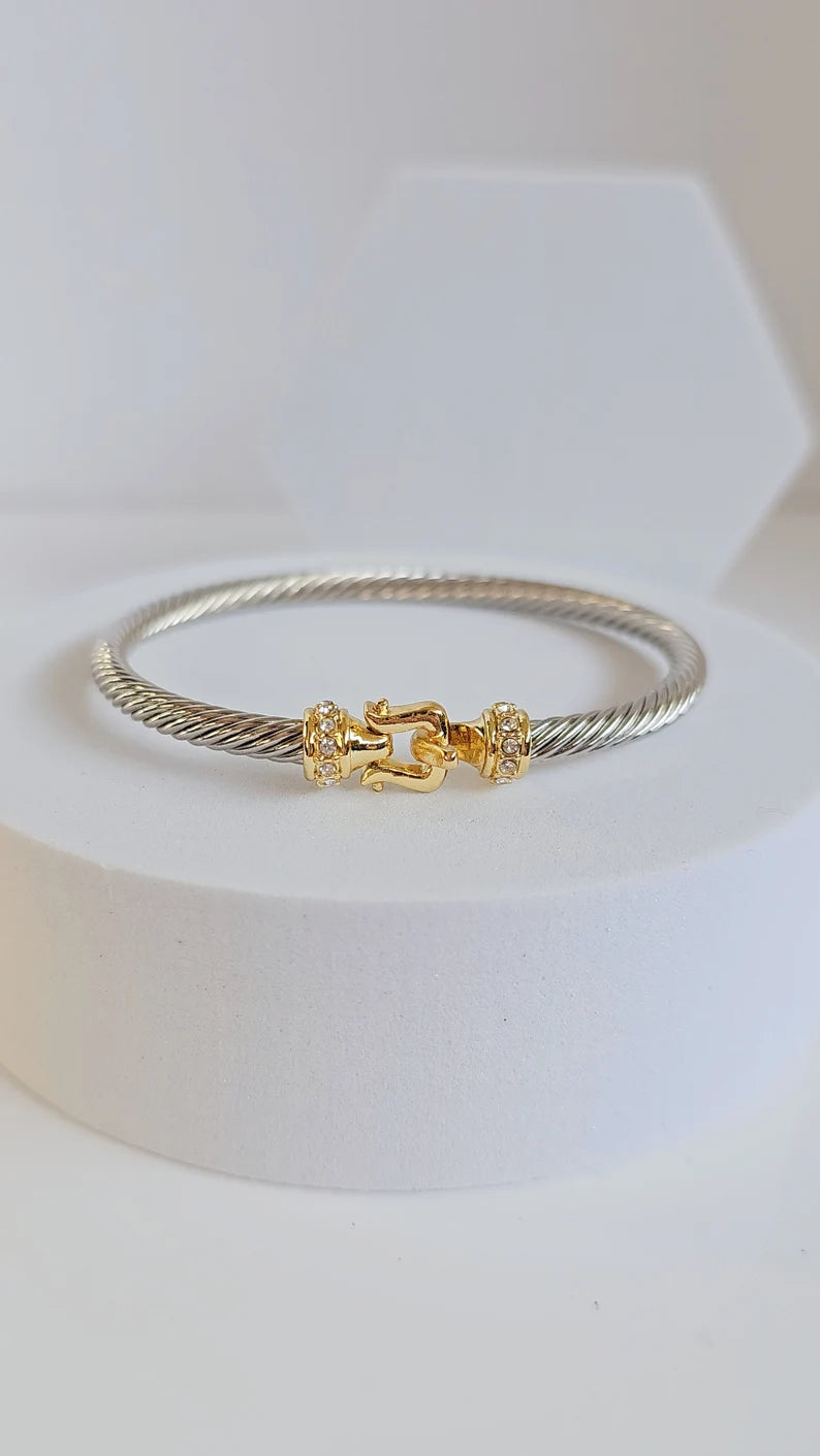 Silver Cable Bangle Bracelet - view 5