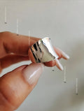Sterling Silver Solid Bold Concave Ring - view 3
