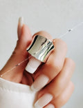 Sterling Silver Solid Bold Concave Ring - view 5