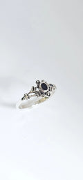 Sterling Silver Dainty Onyx Stone Ring - view 3