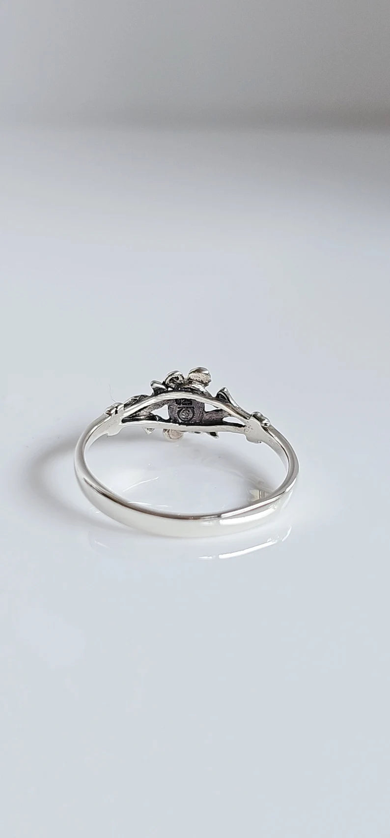 Sterling Silver Dainty Onyx Stone Ring - view 5
