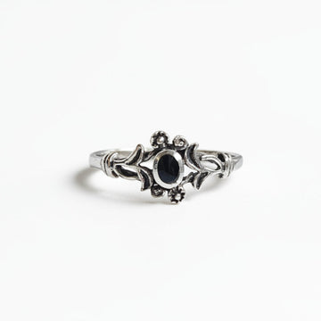Sterling Silver Dainty Onyx Stone Ring