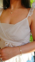 Gold Dainty Mother of Pearl Clover Bangle - view 6