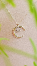 Sterling Silver Natural Moonstone Moon Chain Necklace - view 3