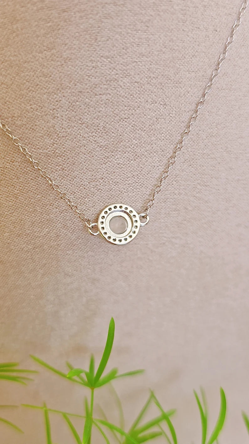 Sterling Silver Dainty Moonstone Pendant Necklace - view 3