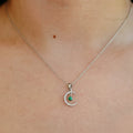 Sterling Silver Genuine Turquoise Moon Pendant Necklace - view 4