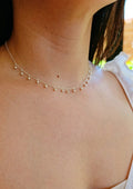 Sterling Silver Dangling Beads Chain Choker Necklace - view 3