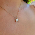 Sterling Silver 925 Mother of Pearl Lock Pendant Necklace - view 4
